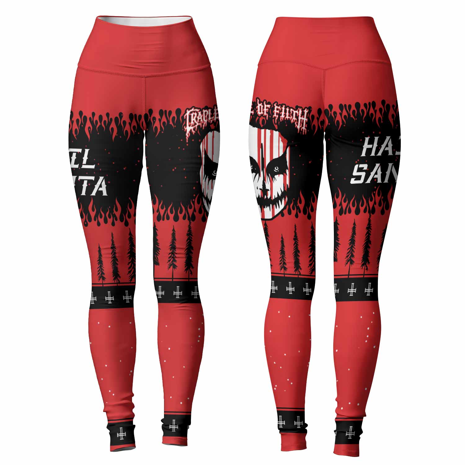 Cradle of Filth Hail Santa Women's Leggings - front and back view