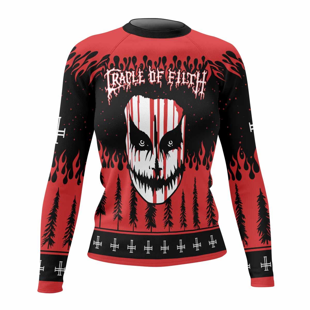 Cradle of Filth Hail Santa Women's Rash Guard Long Sleeve - front view mockup