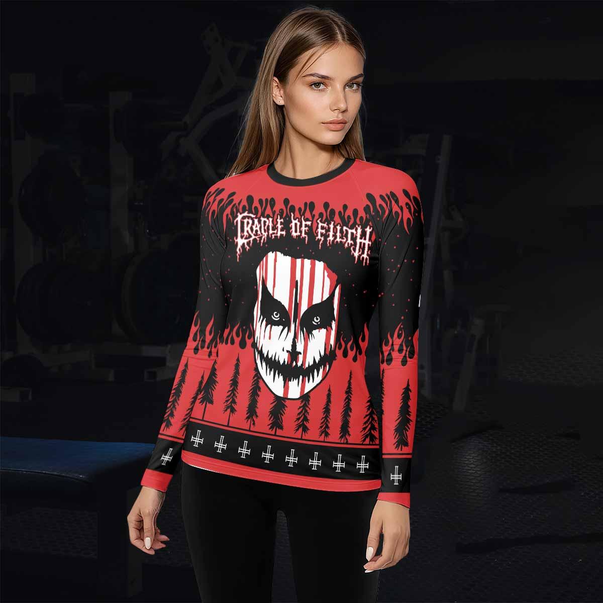 Cradle of Filth Hail Santa Women's Rash Guard Long Sleeve - lifestyle view