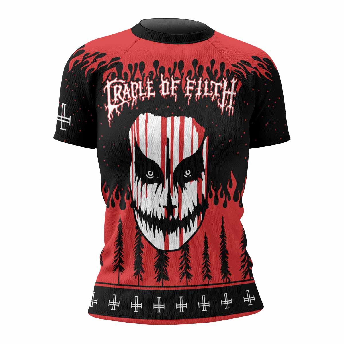 Cradle of Filth Hail Santa Women's Rash Guard Short Sleeve - front view mockup