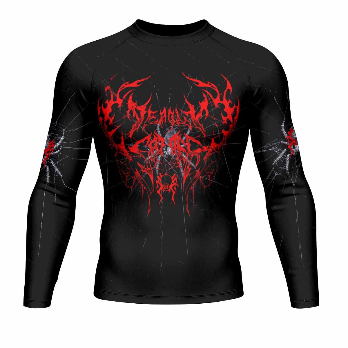 Crimson Arachnid Metal Men's Rash Guard Long Sleeve - front view mockup