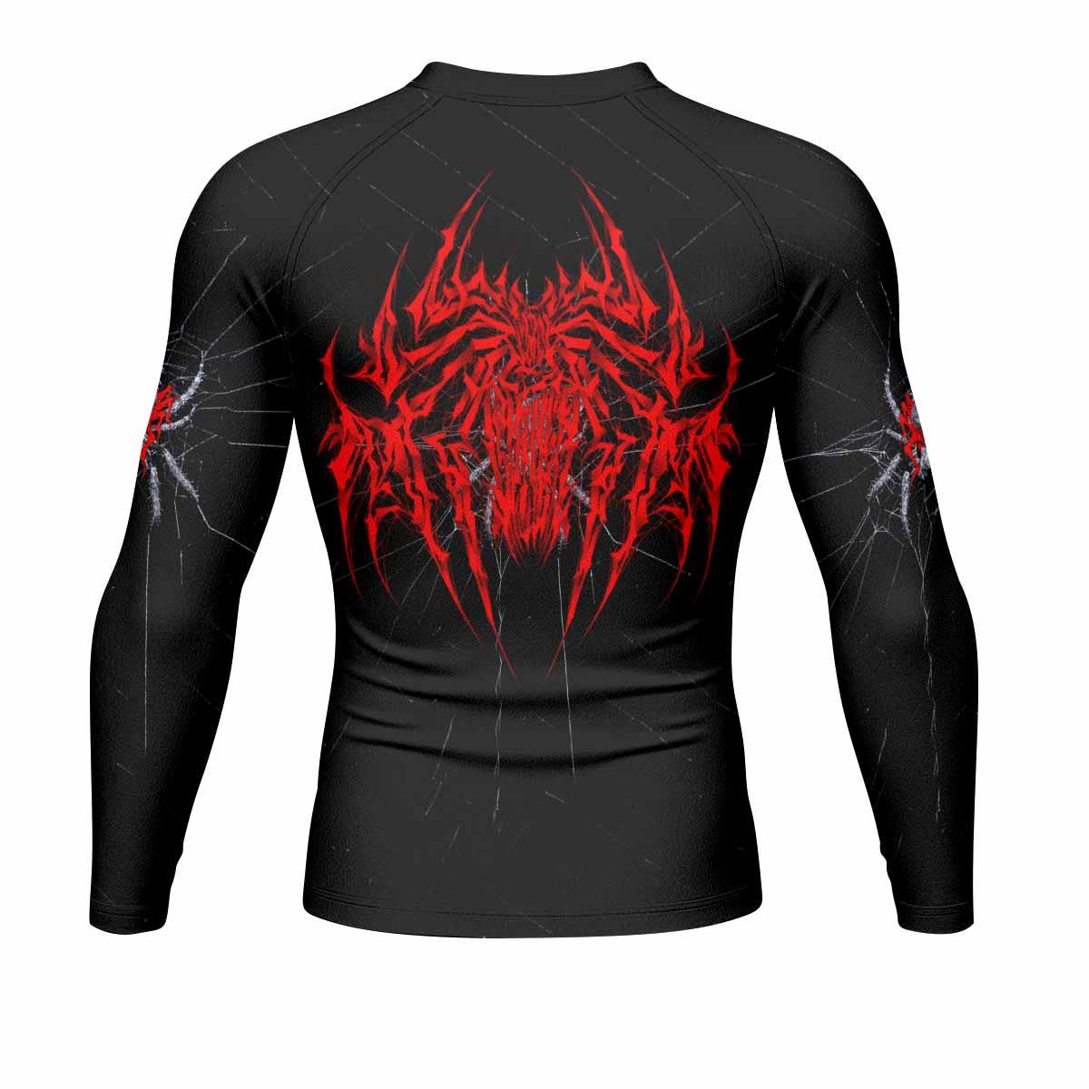 Crimson Arachnid Metal Men's Rash Guard Long Sleeve - back view mockup