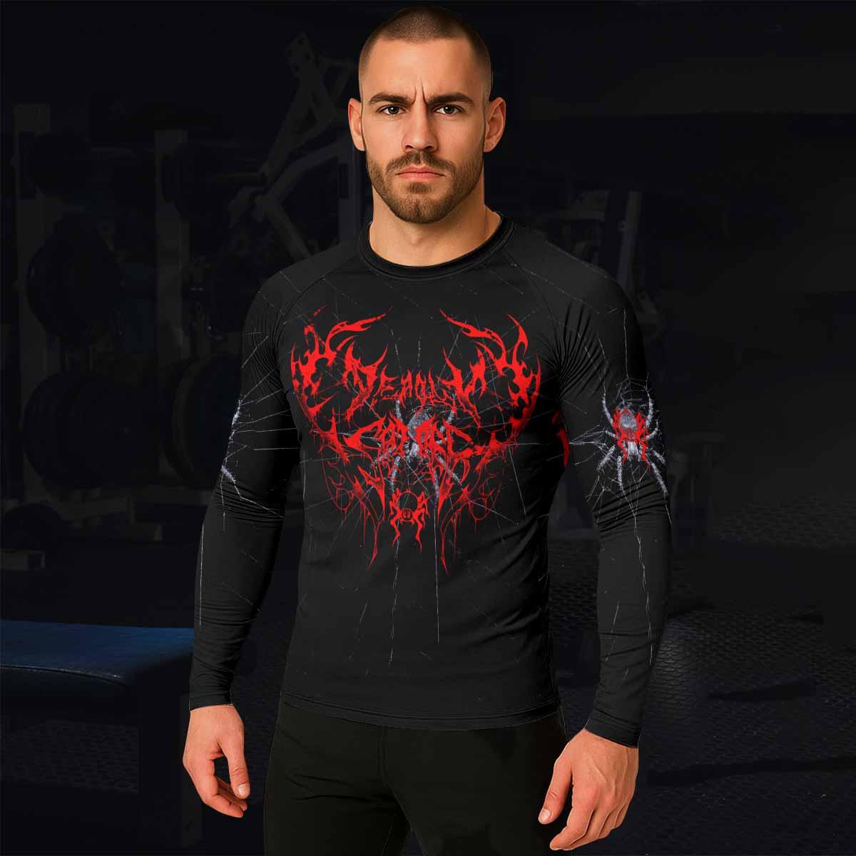 Crimson Arachnid Metal Men's Rash Guard Long Sleeve - lifestyle view