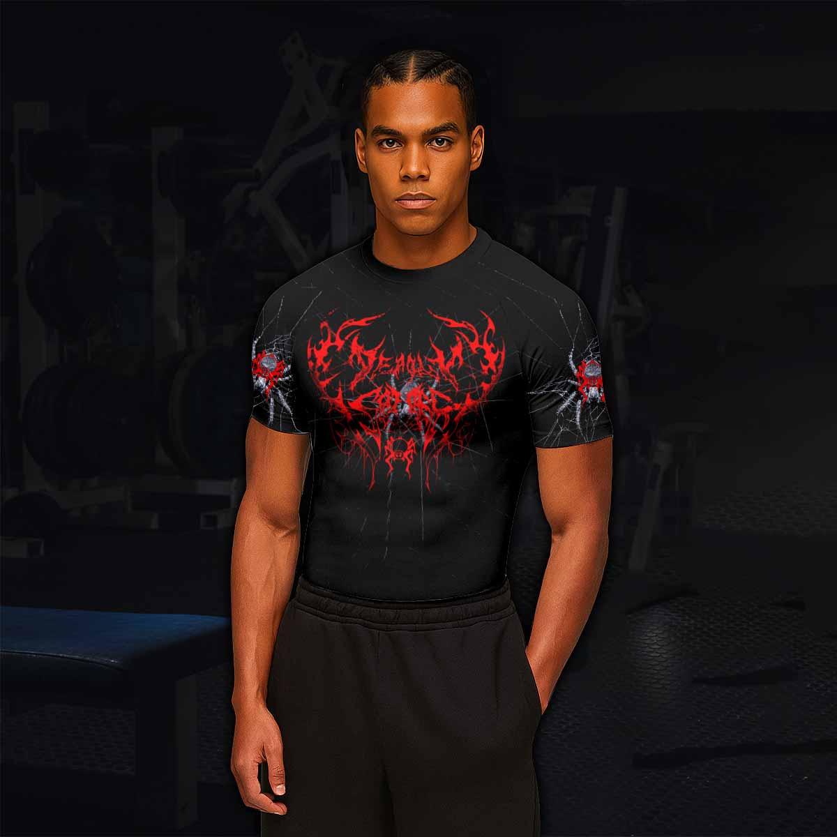 Crimson Arachnid Metal Men's Rash Guard Short Sleeve - lifestyle view