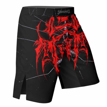 Crimson Arachnid Metal Mixed Martial Arts Shorts - right side mockup