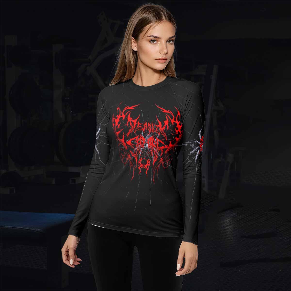 Crimson Arachnid Metal Women's Rash Guard Long Sleeve - lifestyle view