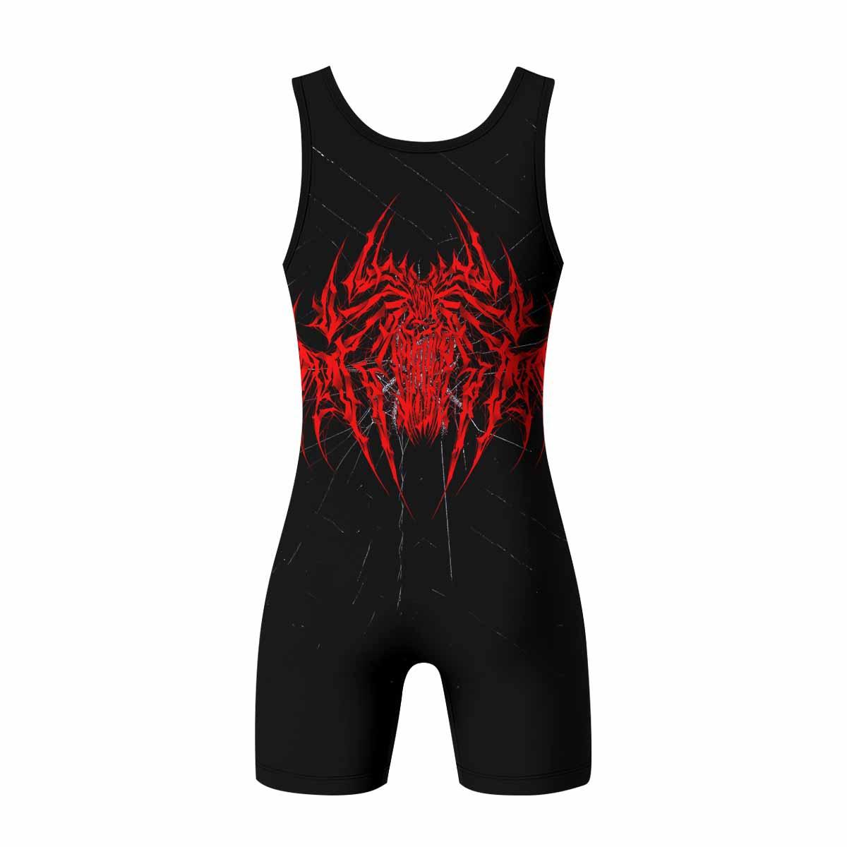 Crimson Arachnid Metal Wrestling Singlet - back view mockup