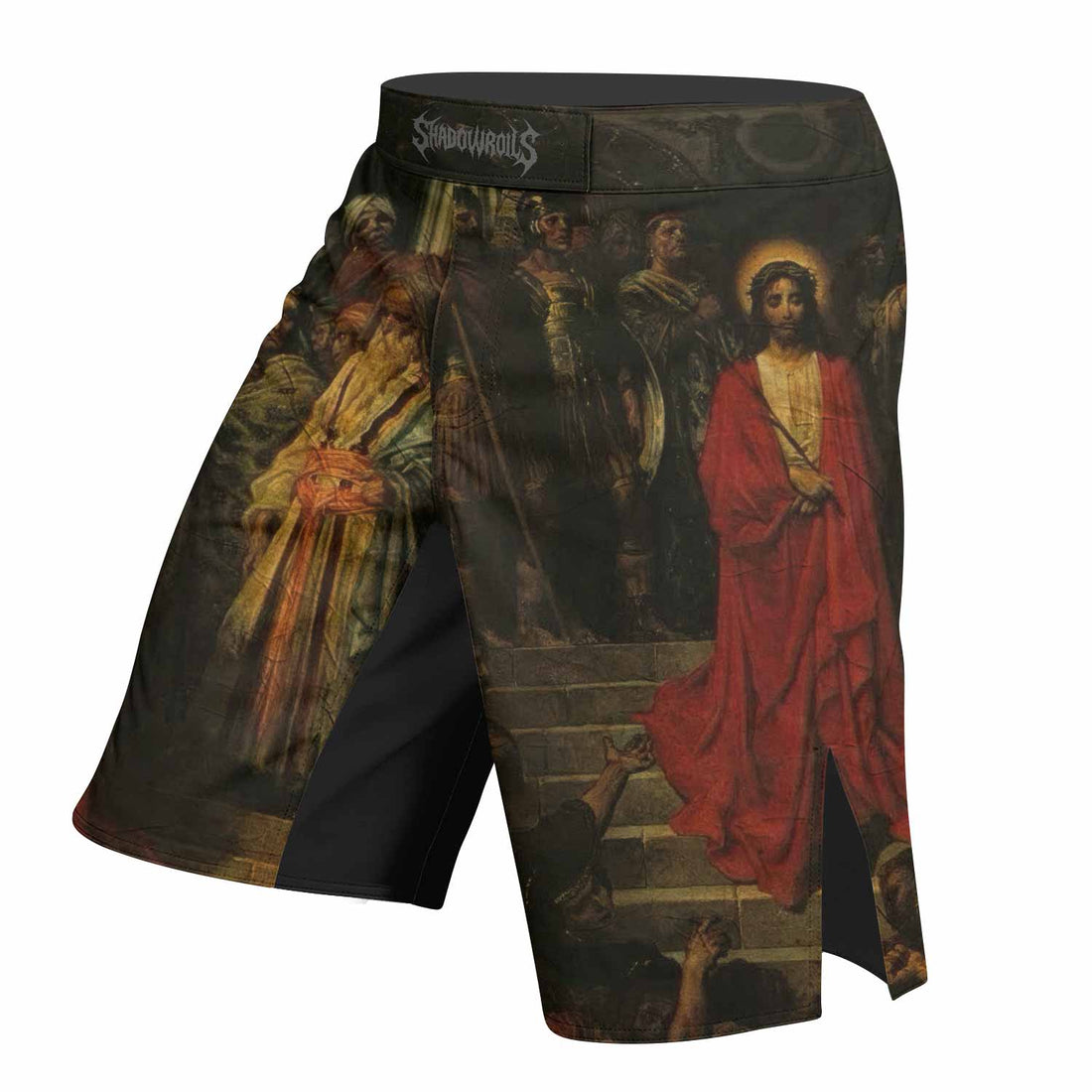 Crimson Messiah Fight Shorts - right side mockup