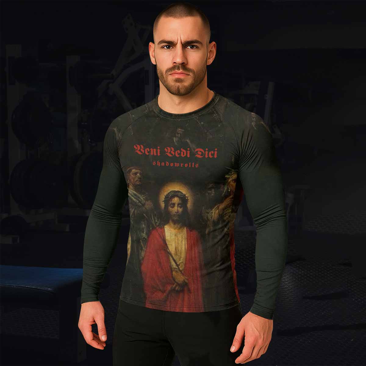 Crimson Messiah Men's Rash Guard Long Sleeve - lifestyle view