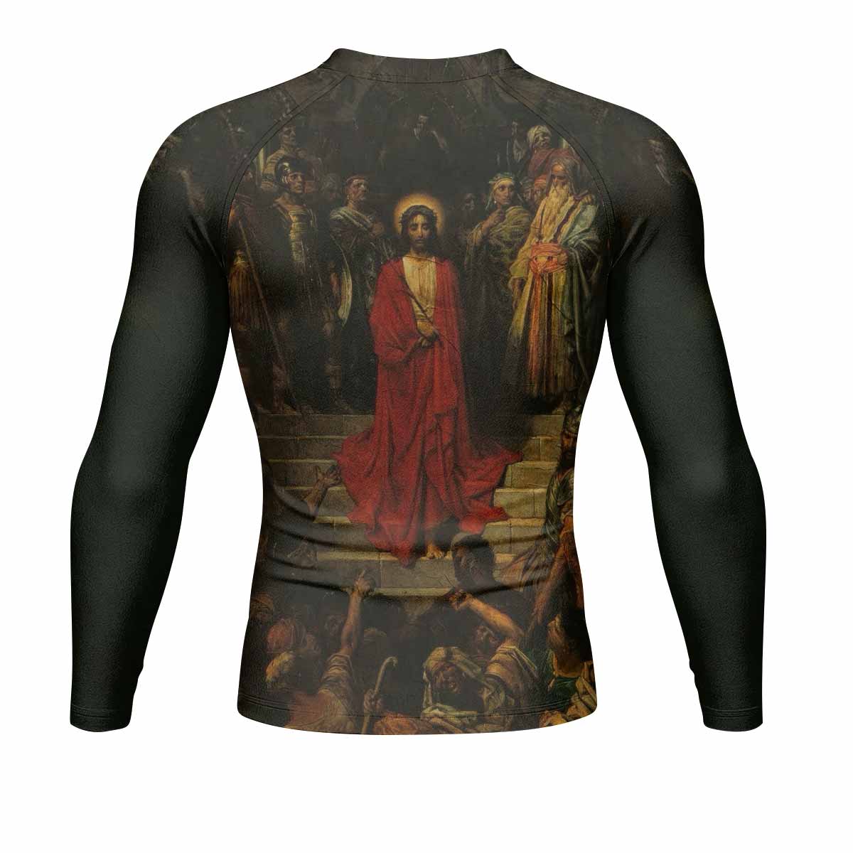 Crimson Messiah Men's Rash Guard Long Sleeve - back view mockup 