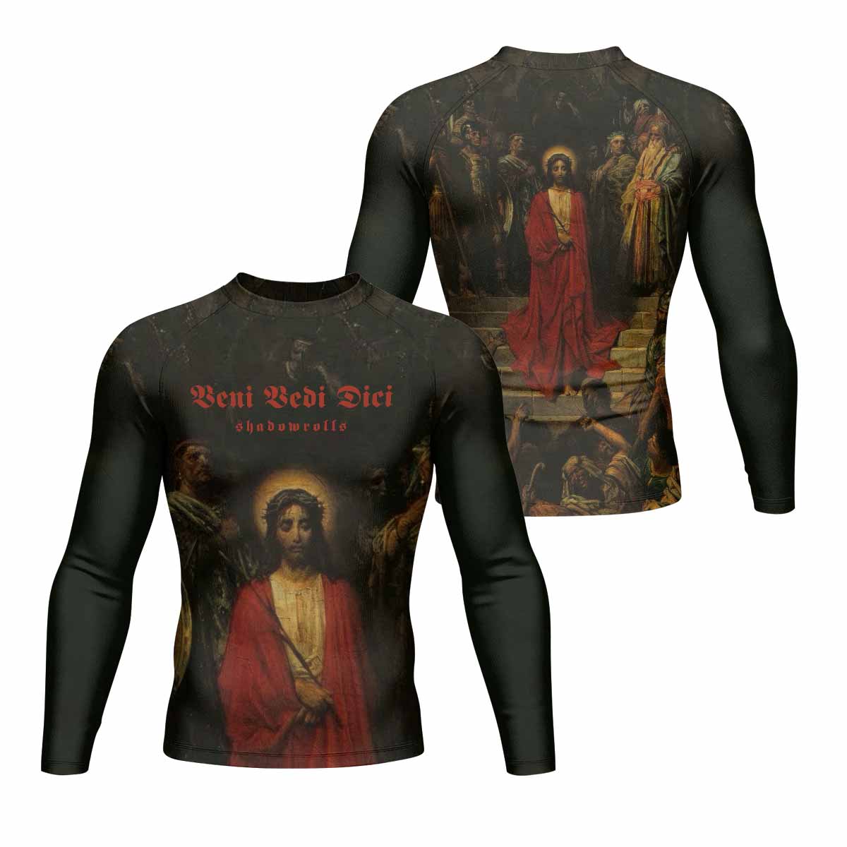Crimson Messiah Men's Rash Guard Long Sleeve - front and back view