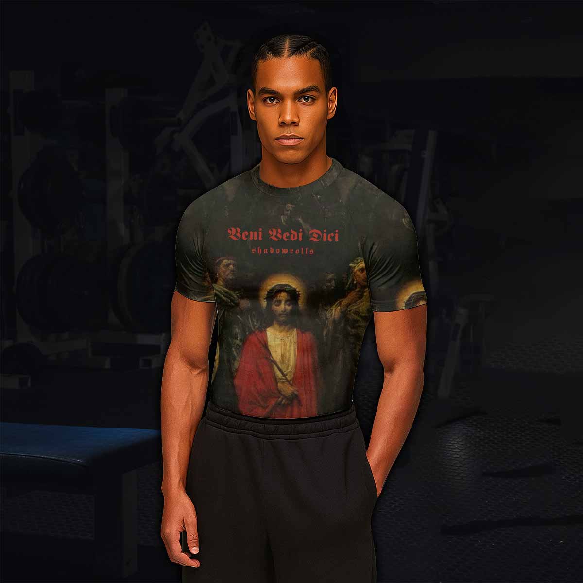 Crimson Messiah Men's Rash Guard Short Sleeve - lifestyle view