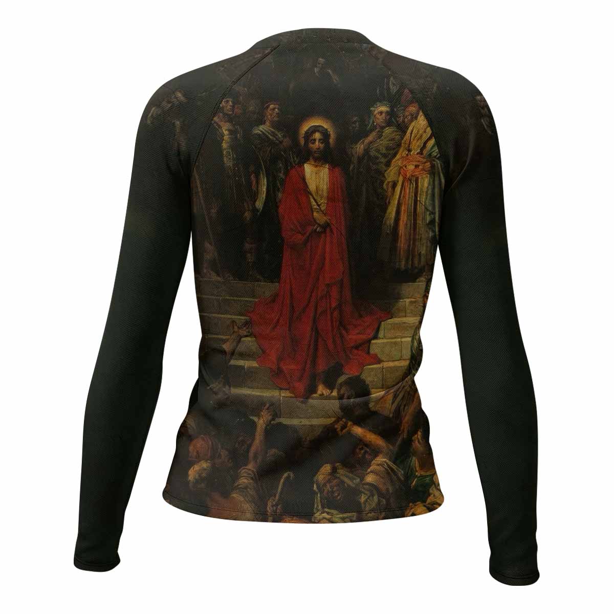 Crimson Messiah Women's Rash Guard Long Sleeve - back view mockup 