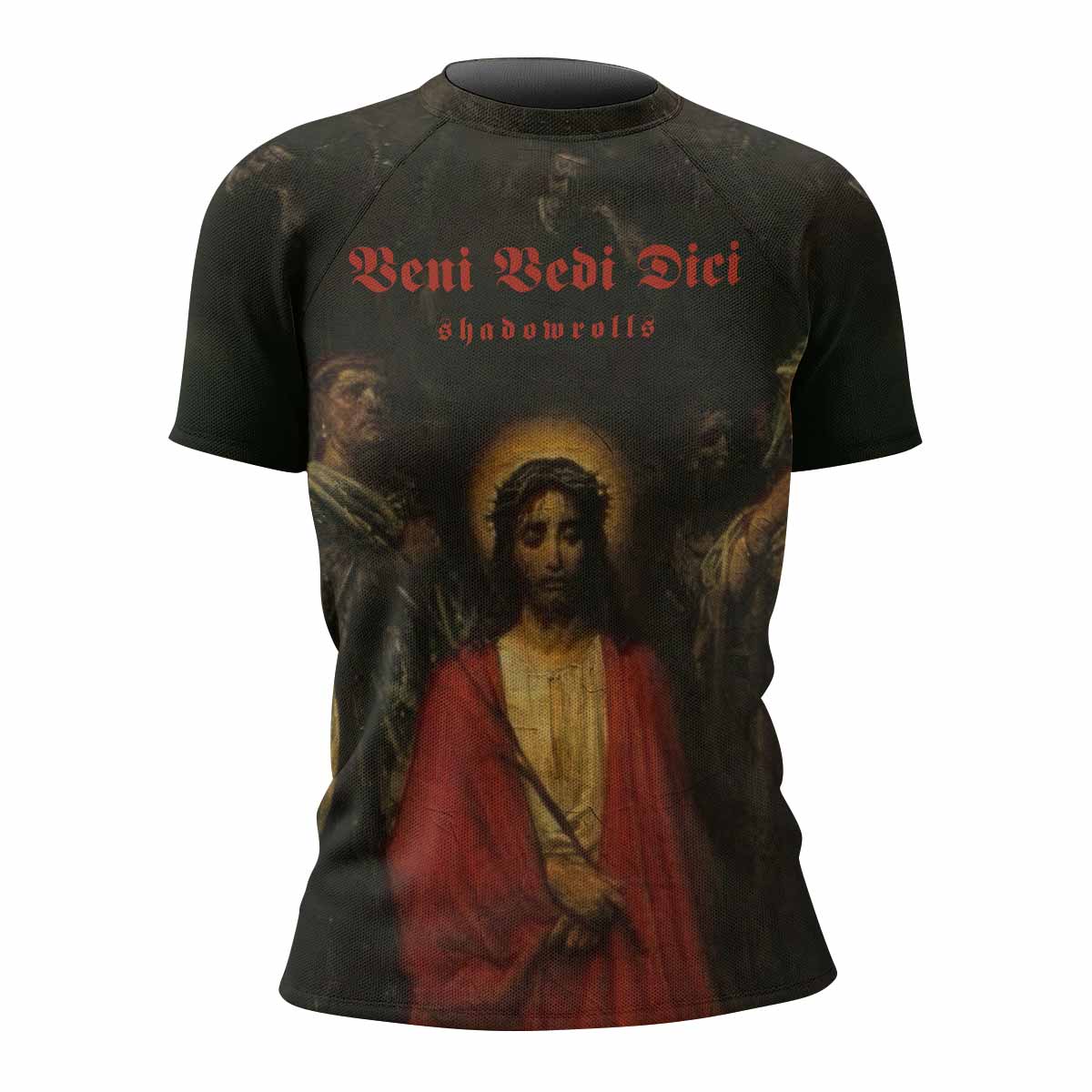 Crimson Messiah Women's Rash Guard Short Sleeve - front view mockup 