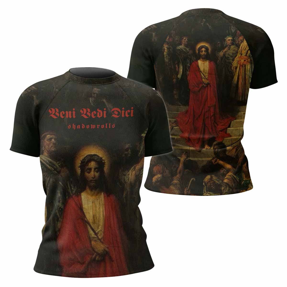 Crimson Messiah Women's Rash Guard Short Sleeve - front and back view