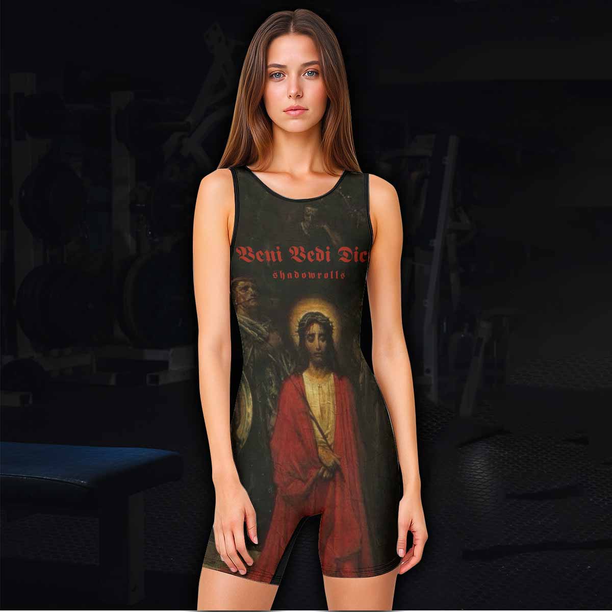Crimson Messiah Wrestling Singlet - women's lifestyle view