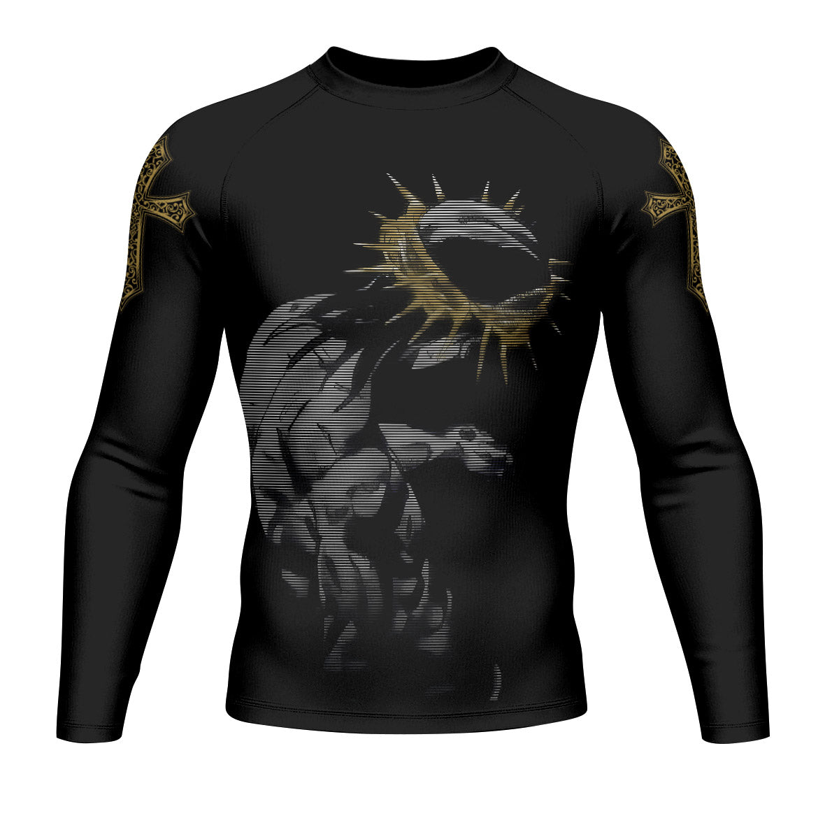 Crown of Thorns Men's Rash Guard Long Sleeve - front view mockup 