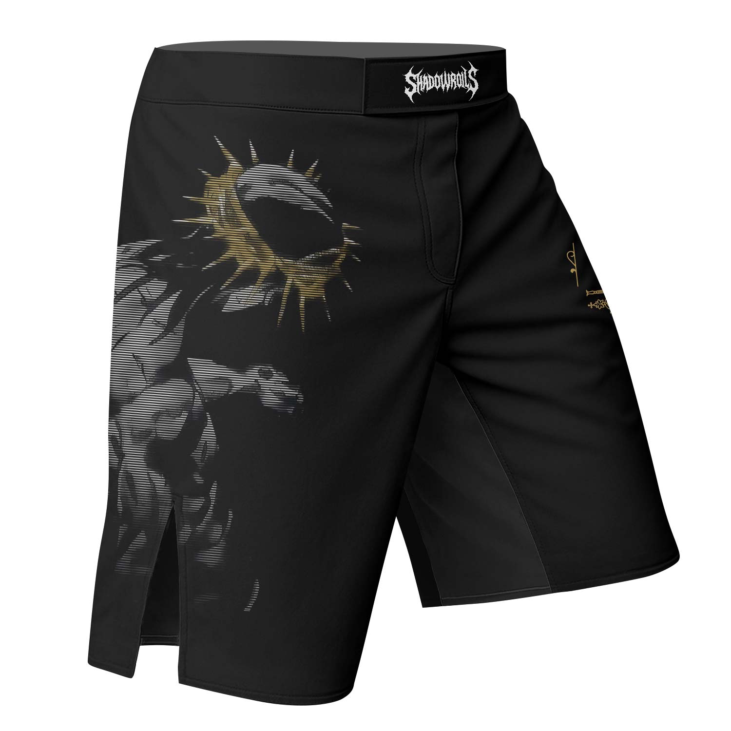 Crown of Thorns Fight Shorts - left side mockup