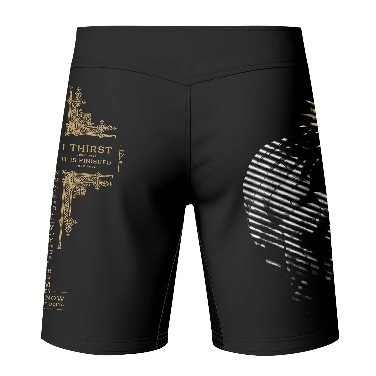 Crown of Thorns Fight Shorts - back view mockup