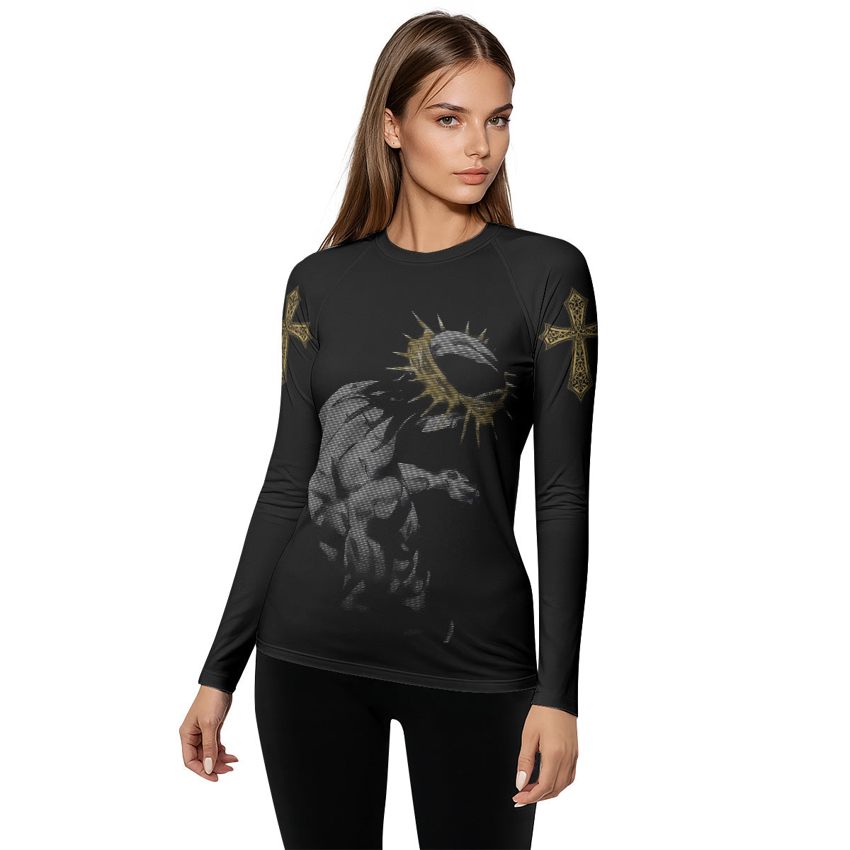 Crown of Thorns Women's Rash Guard Long Sleeve - lifestyle view