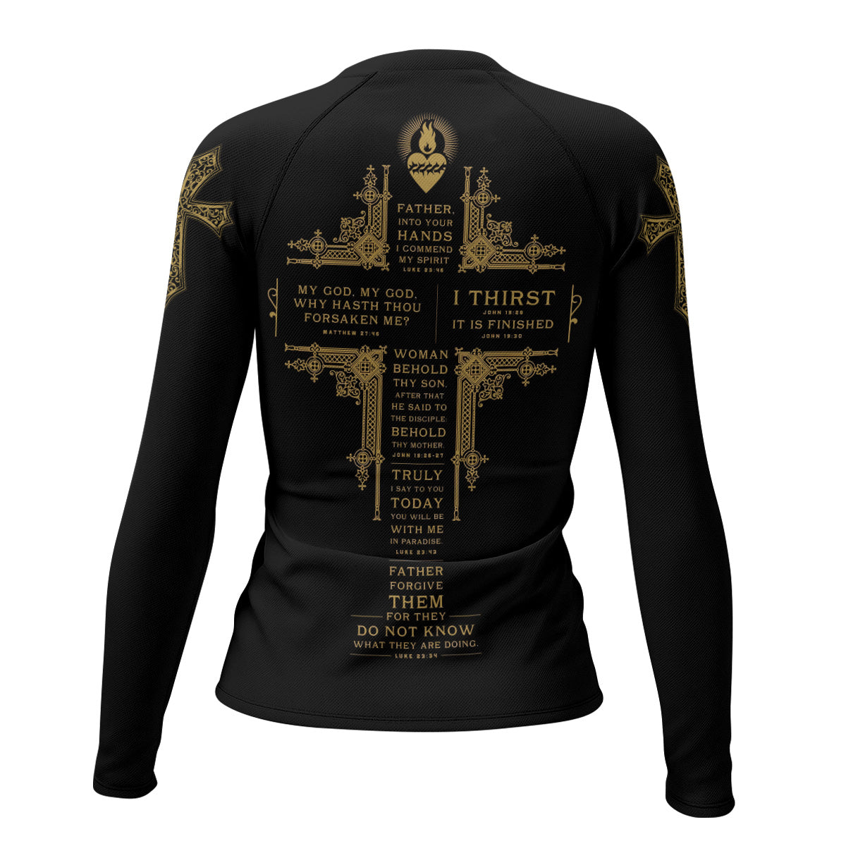Crown of Thorns Women's Rash Guard Long Sleeve - back view mockup 