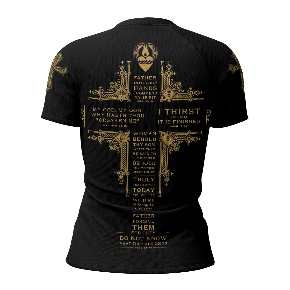 Crown of Thorns Women's Rash Guard Short Sleeve - back view mockup 