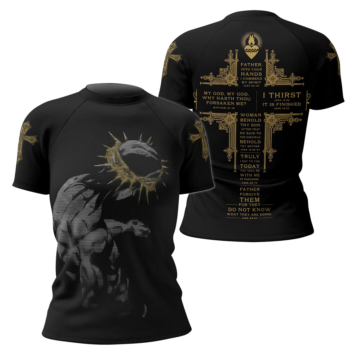Crown of Thorns Women's Rash Guard Short Sleeve - front and back view