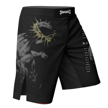 Crown of Vengeance Fight Shorts – right side mockup
