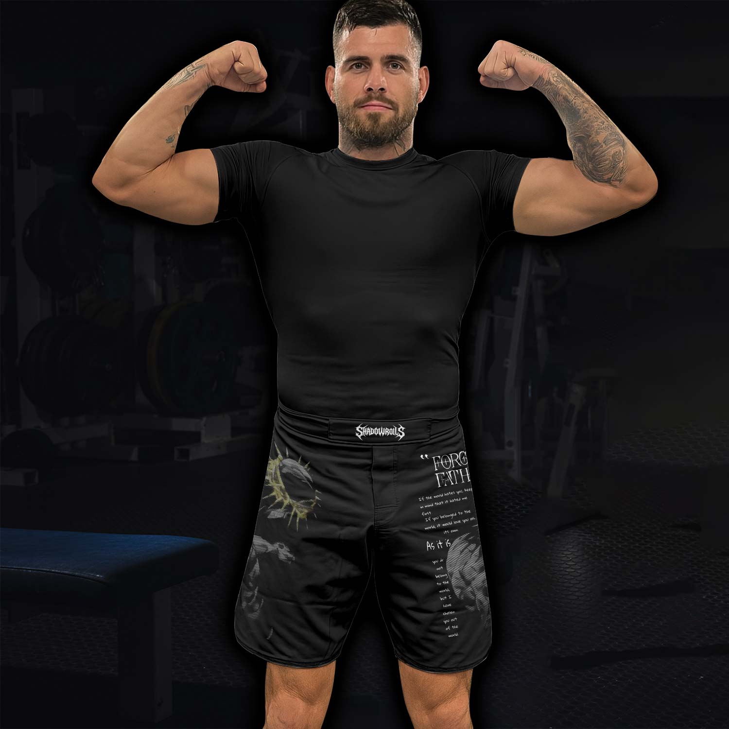 Crown of Vengeance Fight Shorts – lifestyle view