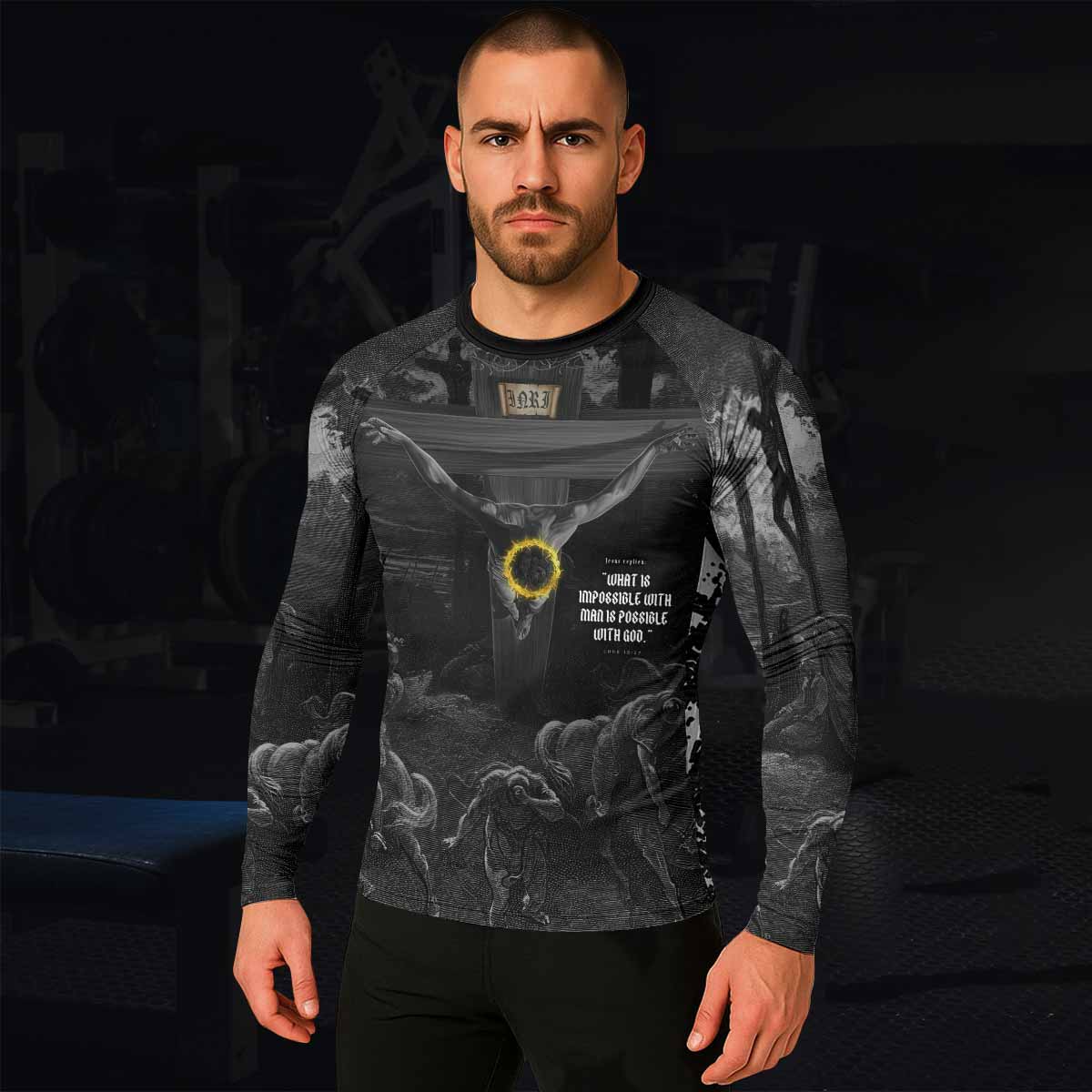 Crucified Grace Rash Guard Long Sleeve Model