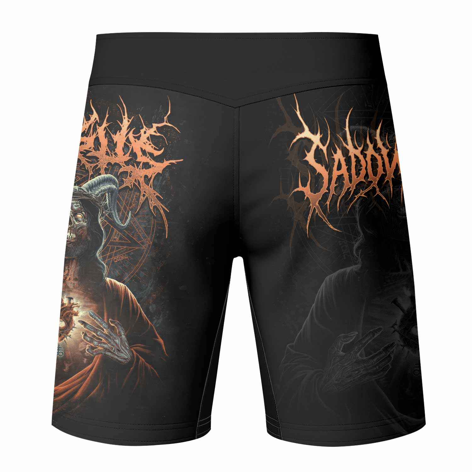 Cult of Shadows Fight Shorts - back view mockup
