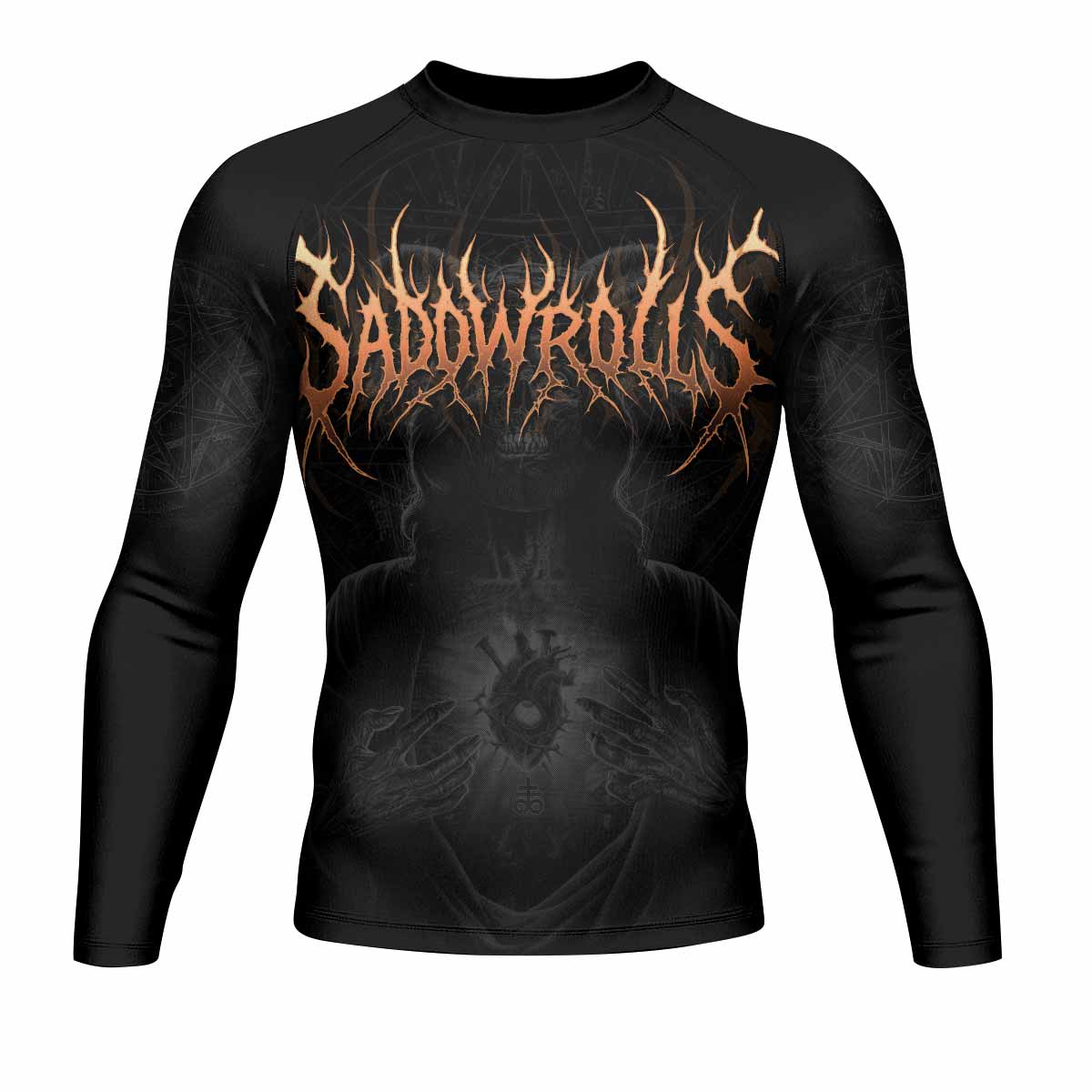 Cult of Shadows Men's Rash Guard Long Sleeve - front view mockup 