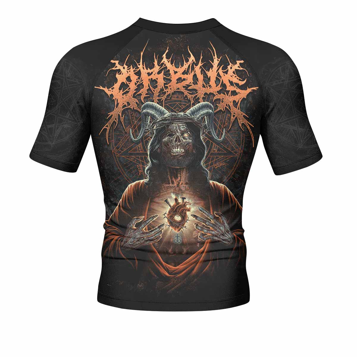 Cult of Shadows Men's Rash Guard Short Sleeve - back view mockup 
