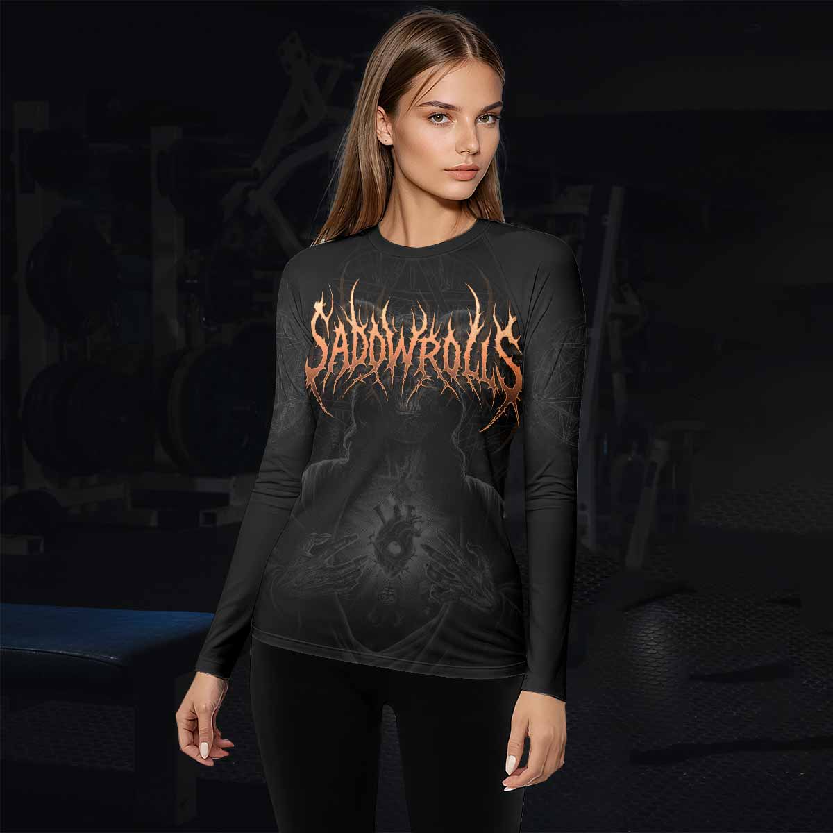 Cult of Shadows Women's Rash Guard Long Sleeve - lifestyle view