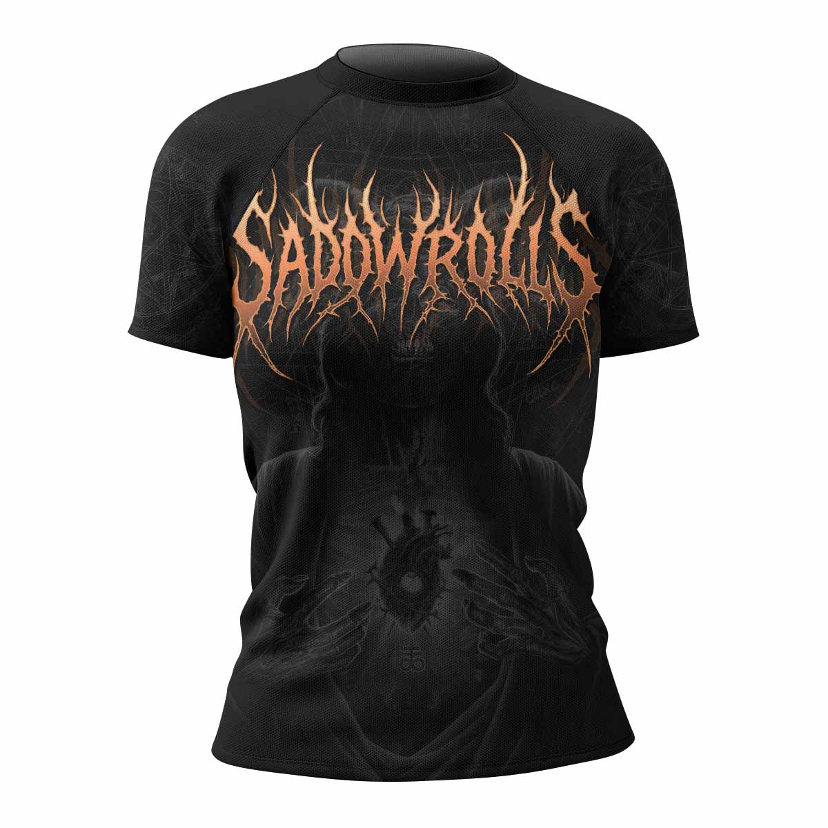 Cult of Shadows Women's Rash Guard Short Sleeve - front view mockup 