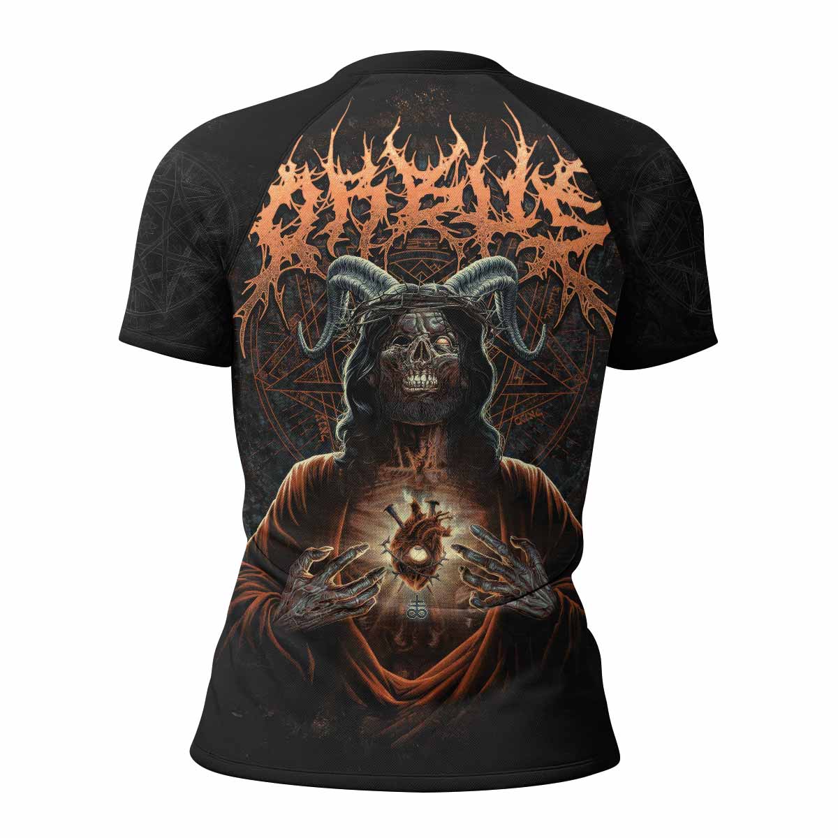 Cult of Shadows Women's Rash Guard Short Sleeve - back view mockup 