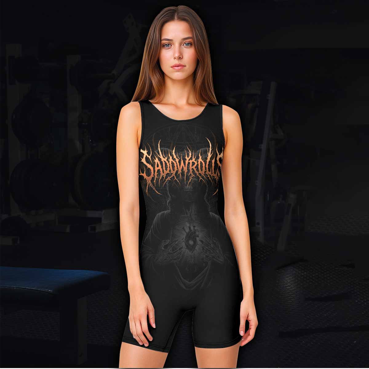 Cult of Shadows Wrestling Singlet - women's lifestyle view