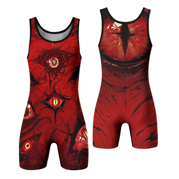 Cursed Eyes Awakening Wrestling Singlet - front and back view