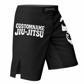 Custom Name Skull Jiu-Jitsu Fight Shorts - right side mockup
