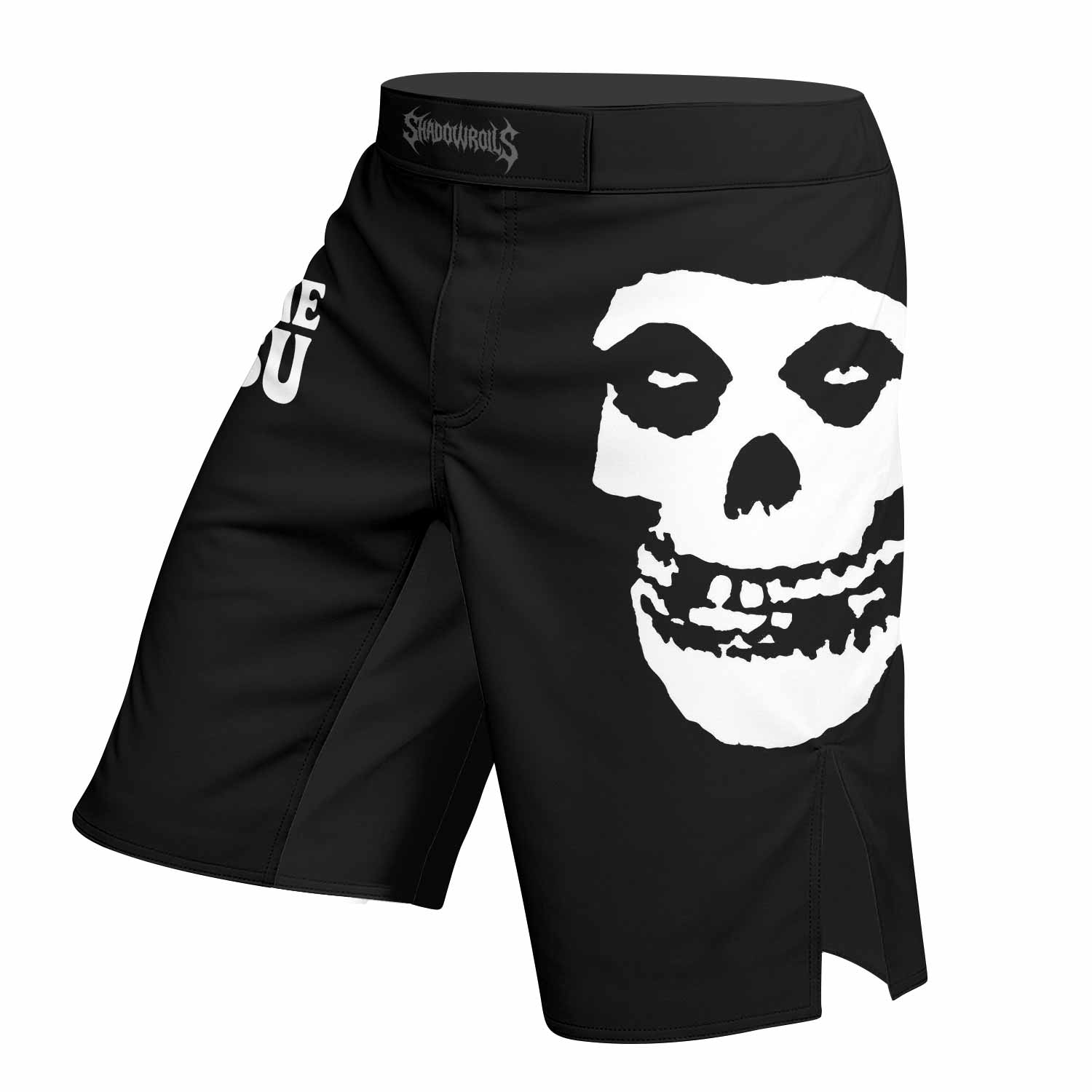 Custom Name Skull Jiu-Jitsu Fight Shorts - left side mockup