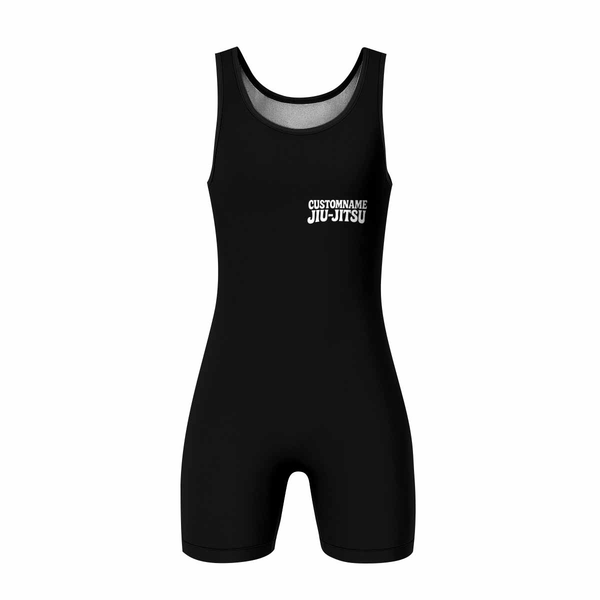 Custom Name Skull Jiu-Jitsu Wrestling Singlet - front view mockup