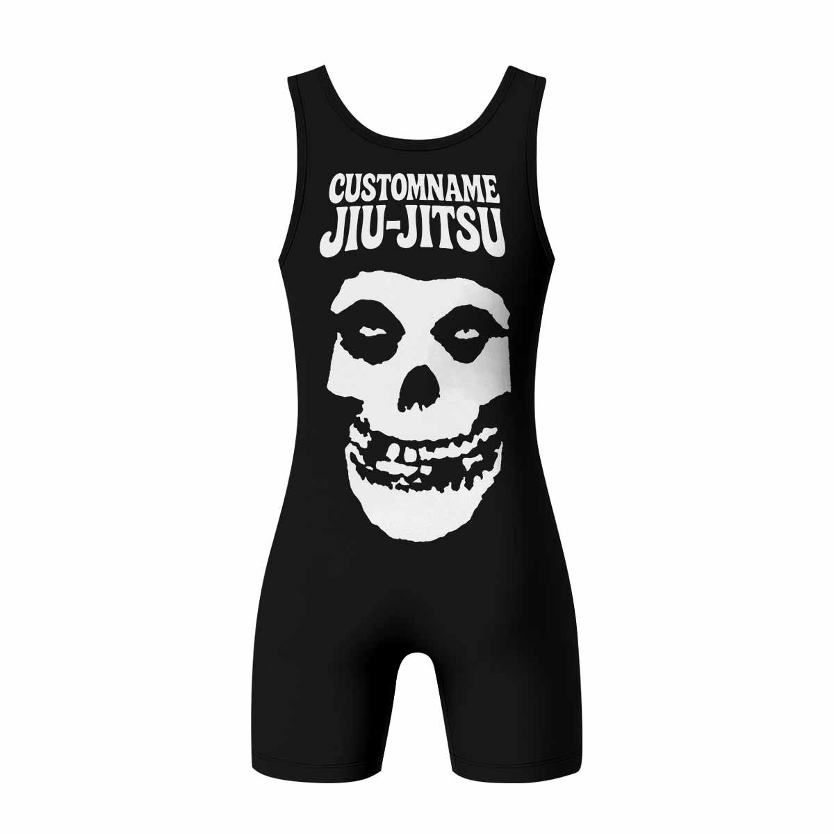 Custom Name Skull Jiu-Jitsu Wrestling Singlet - back view mockup