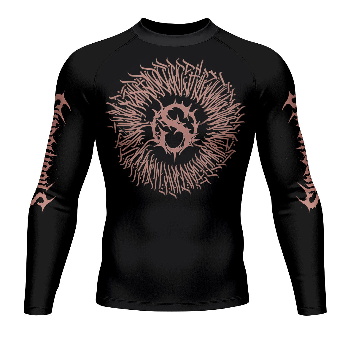 Dark Anointed Men’s Long Sleeve Rash Guard - front view mockup
