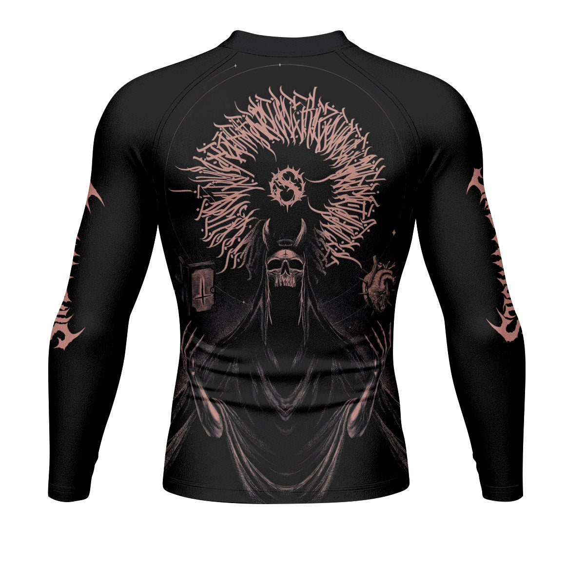 Dark Anointed Men’s Long Sleeve Rash Guard - back view mockup