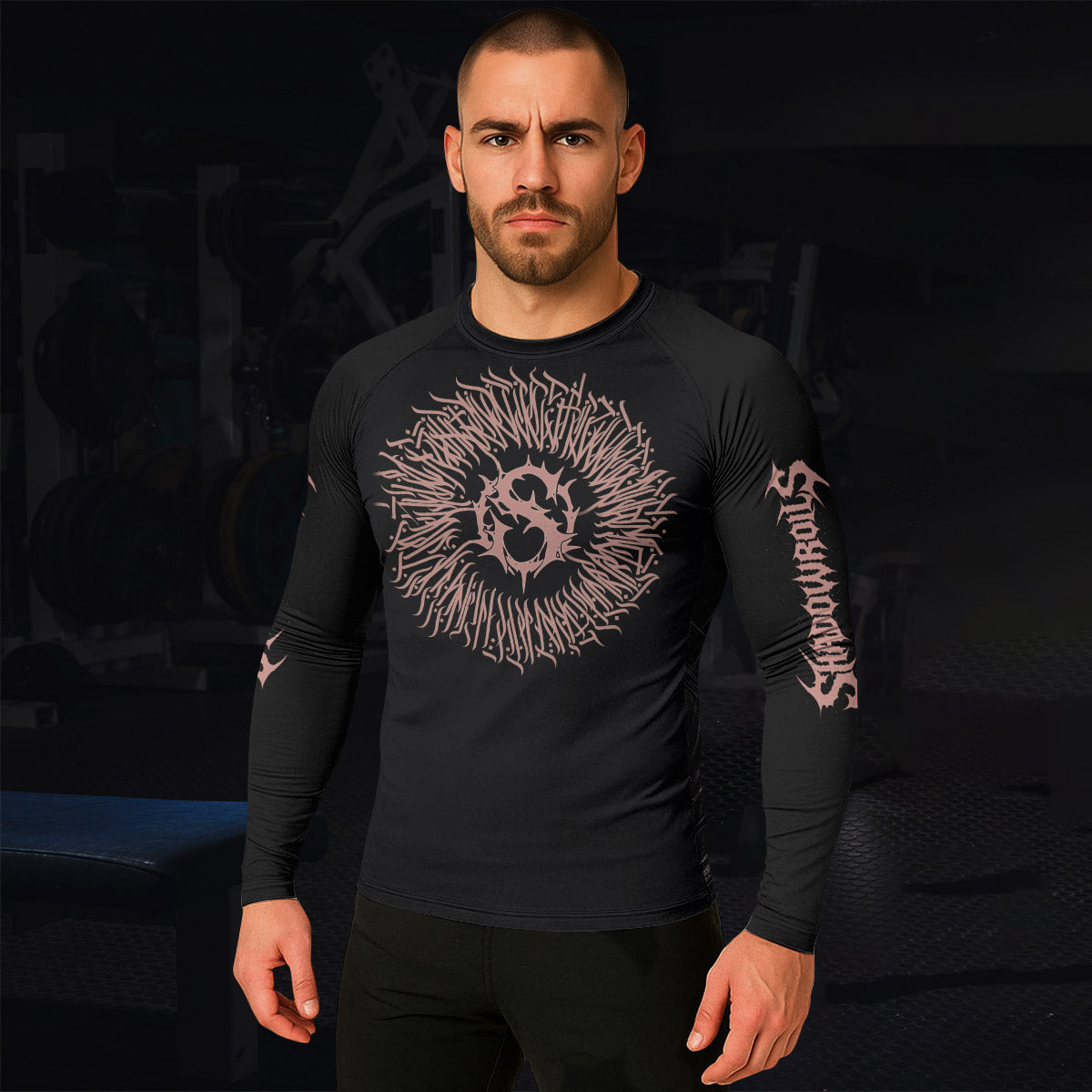 Dark Anointed Men’s Long Sleeve Rash Guard - lifestyle view