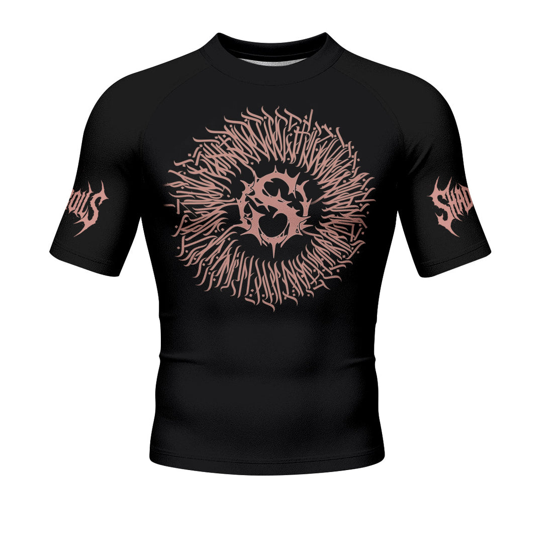 Dark Anointed Men’s Short Sleeve Rash Guard - front and back view