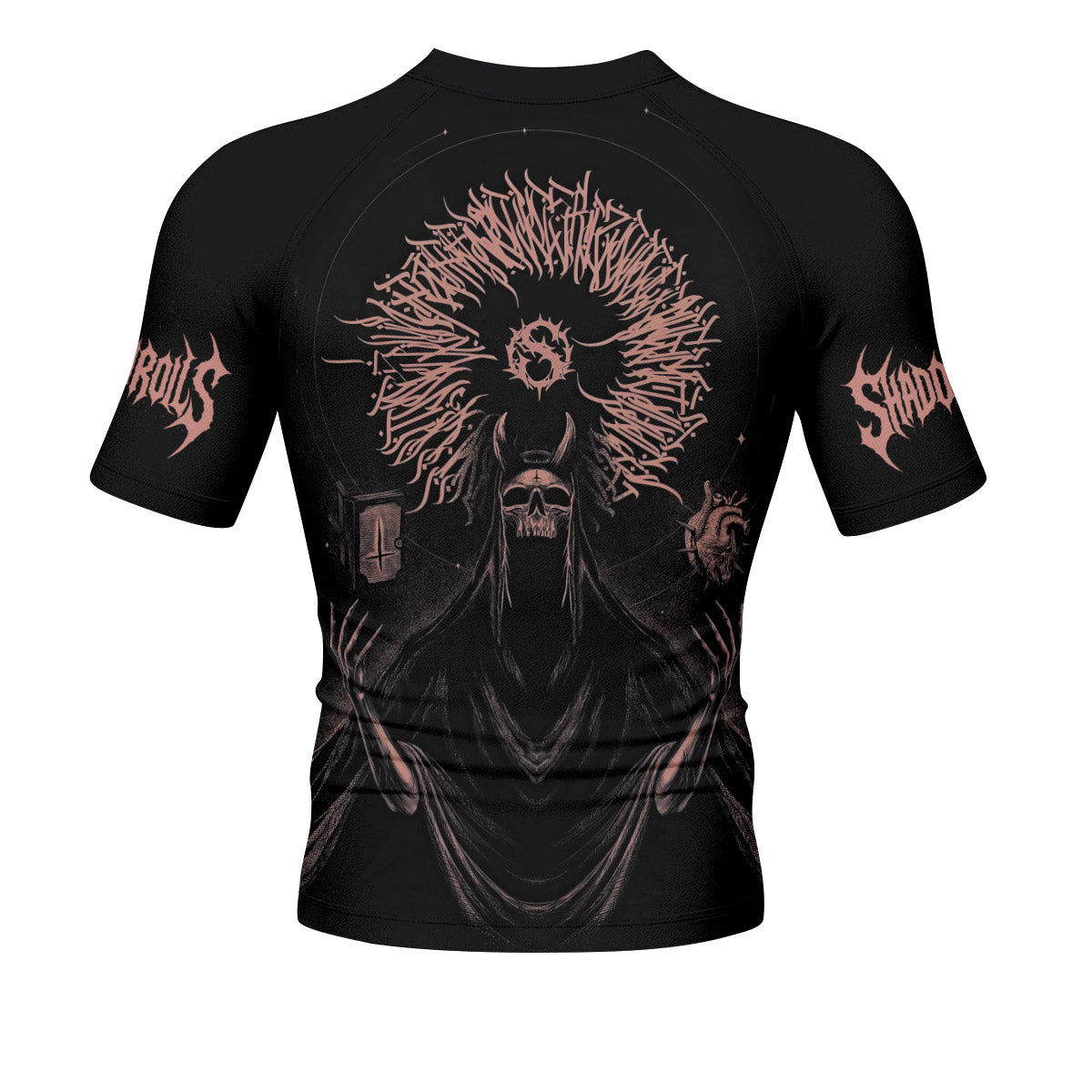 Dark Anointed Men’s Short Sleeve Rash Guard - back view mockup