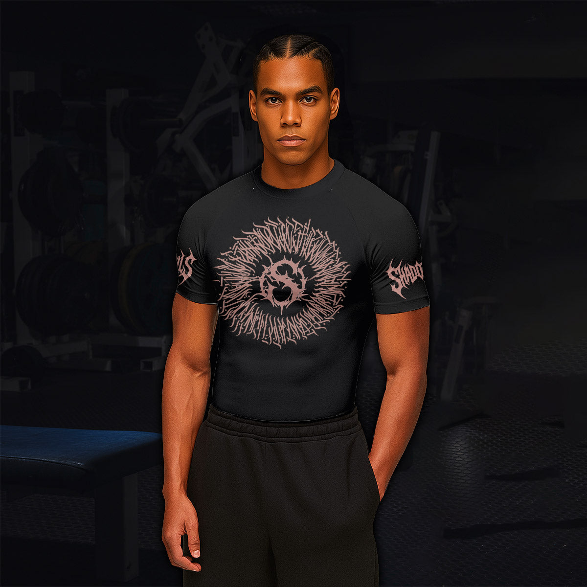 Dark Anointed Men’s Short Sleeve Rash Guard - lifestyle view