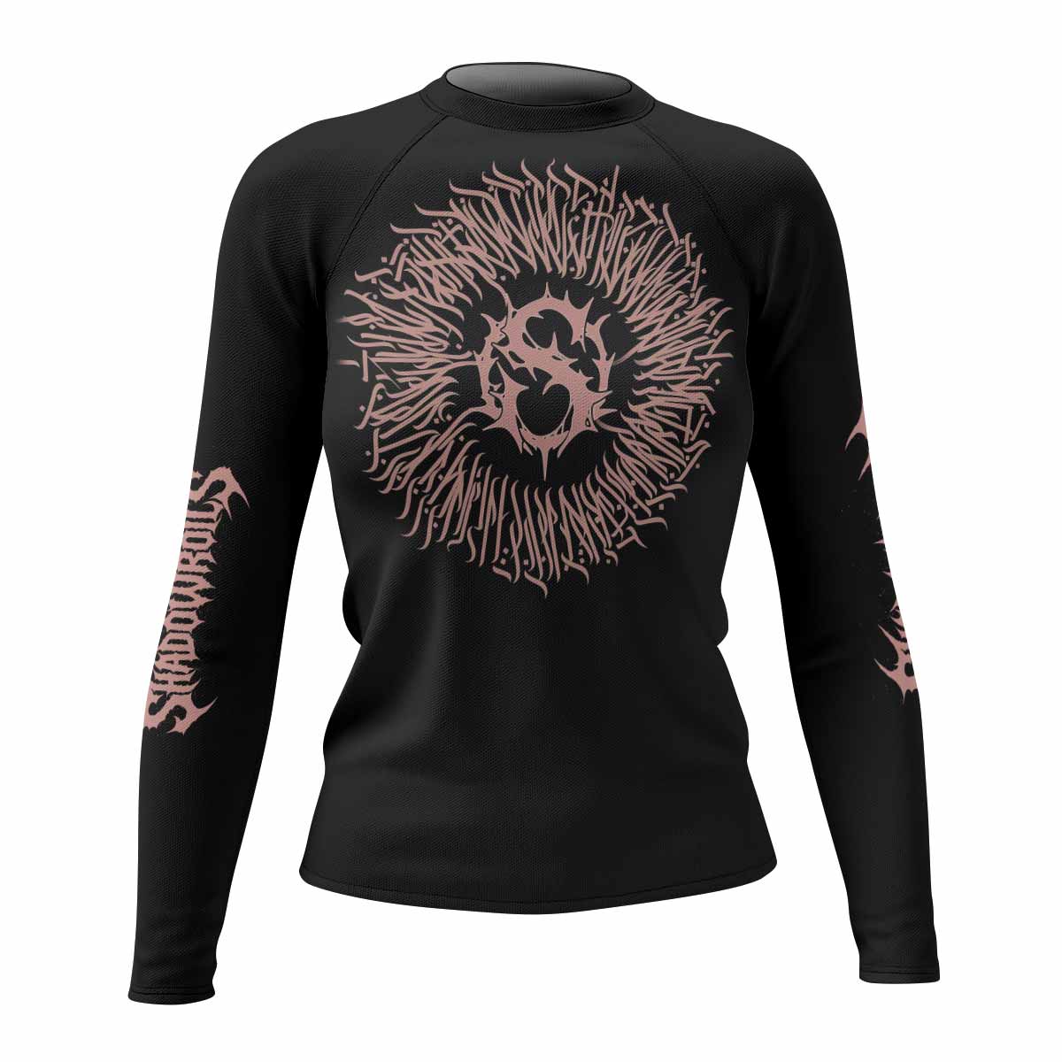 Dark Anointed Women’s Long Sleeve Rash Guard - front view mockup