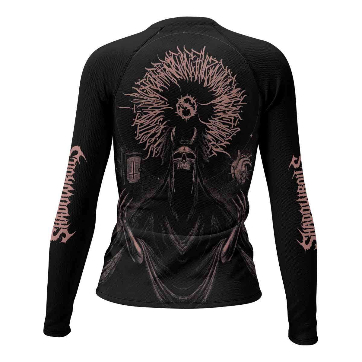 Dark Anointed Women’s Long Sleeve Rash Guard - back view mockup